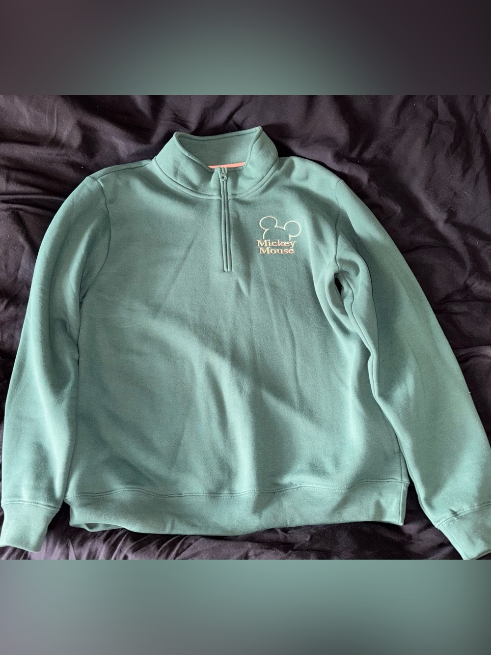 Disney Teal Half-Zip Mickey Mouse Pullover Sweater